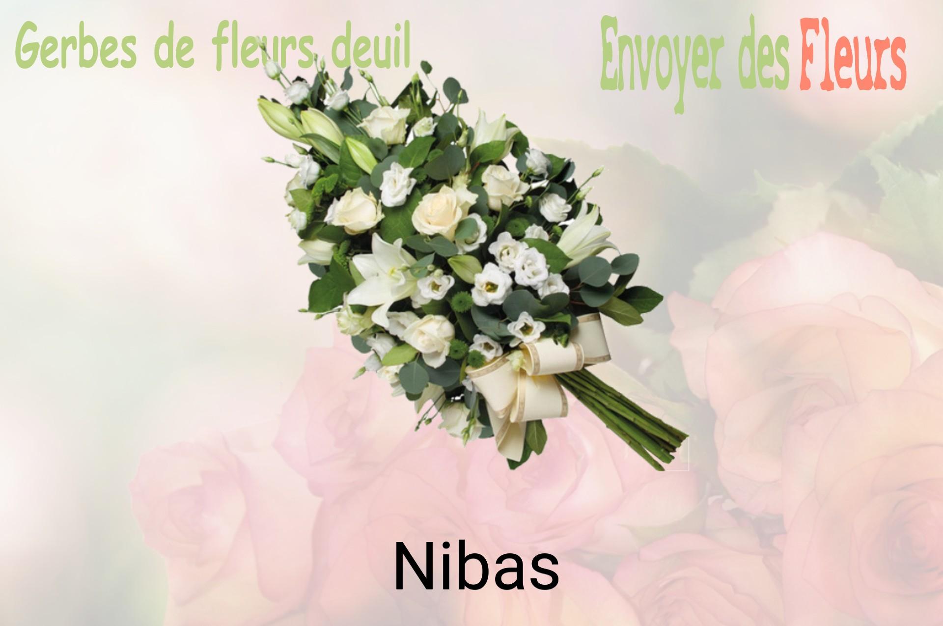 Gerbe de fleurs de deuil livrée à Nibas